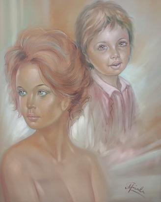 quadro olio su tela Michele Cicala maternità 