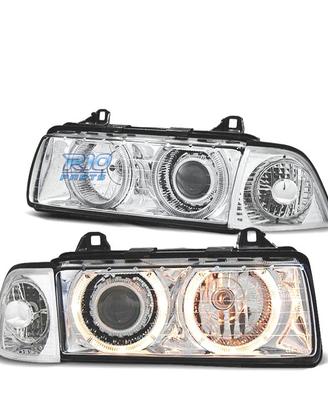 FARI BMW E36 90-99 ANGEL EYES HALOGENO FONDO CROMA