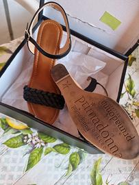 Sandali neri zeppa sughero n.40 Primadonna