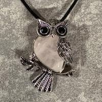 Collana gufo quarzo rosa