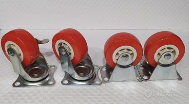 Set di 4 ruote Nuove per Carrello/Mobili