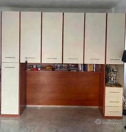 PARETE ATTREZZATA A PONTE 6 ante + libreria
