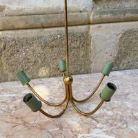 Lampadario Art Deco 20' in ottone a cinque luci
