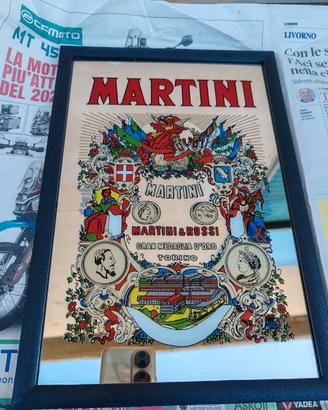 Quadretti Specchio Vintage Martini rosso e Bacardi