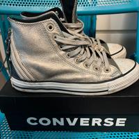 Converse pelle argento