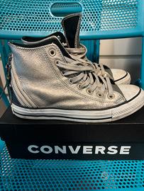 Converse pelle argento