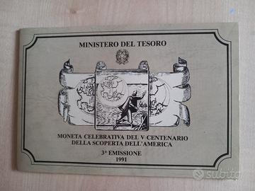 Moneta celebrativa  500 lire Colombo 1991