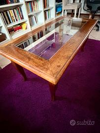 Tavolino da salotto in legno e vetro