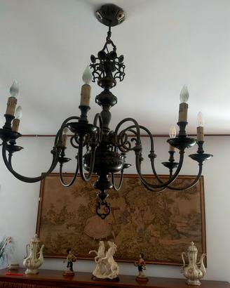 lampadario In stile fiammingo olandese ottone 