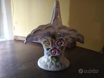 Capodimonte porcellana, cestino anni 40