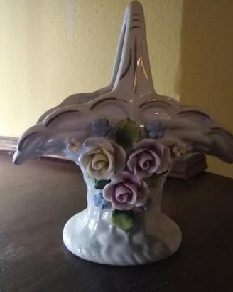 Capodimonte porcellana, cestino anni 40