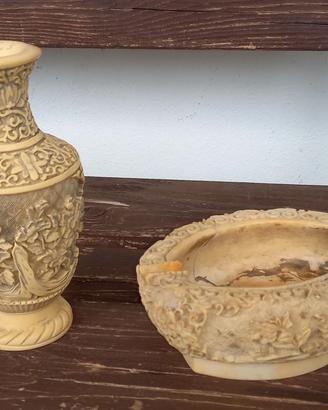 vaso e posacenere resina vintage 