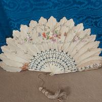 Antico Ventaglio Francese Belle Epoque Seta 1860