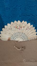 Antico Ventaglio Francese Belle Epoque Seta 1860