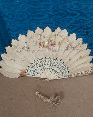 Antico Ventaglio Francese Belle Epoque Seta 1860
