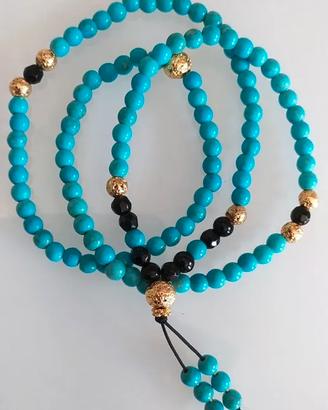 Collana Bracciale Mala  in Turchese e Onice