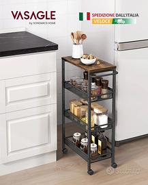 Carrello a 4 ripiani cucina VASAGLE