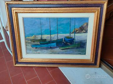 Walter Sabatelli BARCHE olio su cartone 24,5 x 39