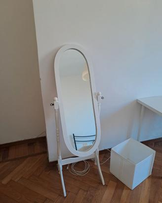 Specchio da terra ovale basculante bianco 145×45 c