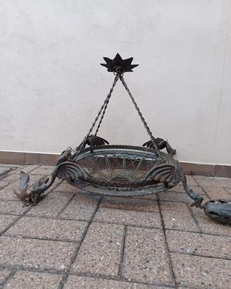 Lampadario antico ferro battuto 