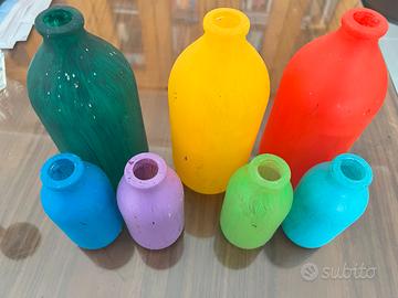 N. 7 bottiglie vetro colorate