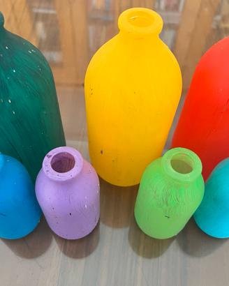 N. 7 bottiglie vetro colorate