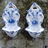 Coppia di Acquasantiere vintage dipinta a mano 