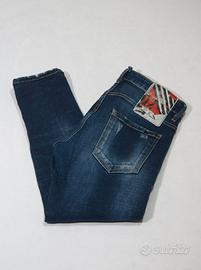 Jeans Dsquared2 elasticizzato blu con patch IT 44