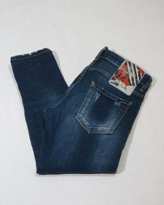 Jeans Dsquared2 elasticizzato blu con patch IT 44