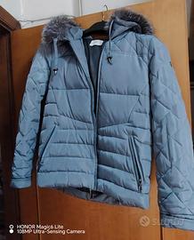 Piumino marca Pregiò couture celeste polvere 