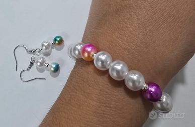 braccialetto e orecchini con perline