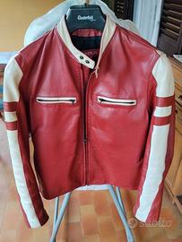 giacca da motociclista in pelle rossa di Replay