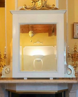 Specchio in legno bianco e oro 