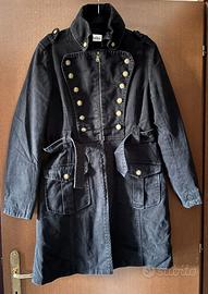 Cappotto Militare Denim Nero Foderato Taglia L