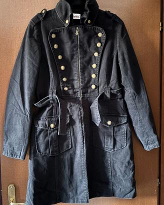 Cappotto Militare Denim Nero Foderato Taglia L