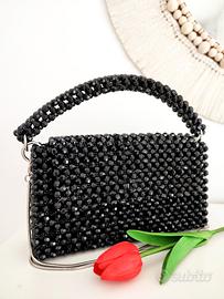 Borsa da sera in perline nere. Handmade 