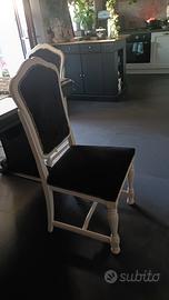 6 sedie legno massiccio e velluto 