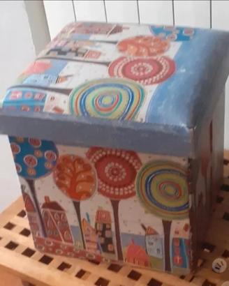 Pouf contenitore per giocattoli 