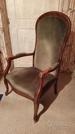 Poltrona legno e veluto