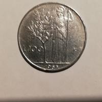 Moneta usata  italiana da lire 100 Anno 1965