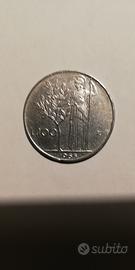 Moneta usata  italiana da lire 100 Anno 1965