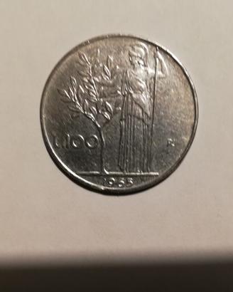 Moneta usata  italiana da lire 100 Anno 1965