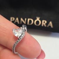 anello argento cuore zirconi veretta solitario 