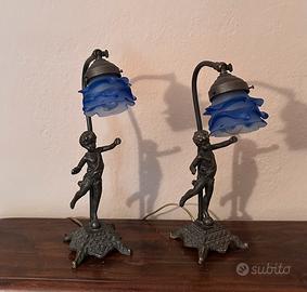 Coppia lampade da comodino vintage, stile liberty