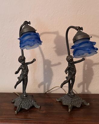 Coppia lampade da comodino vintage, stile liberty