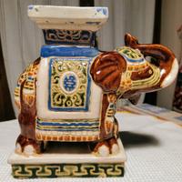 Elefante in terracotta smaltata, decorata a mano
