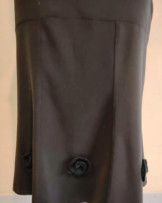 Gonna lunga donna con inserti floreali nera tg XL