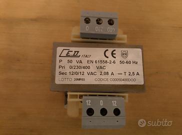 Trasformatore monofase 230/400 12/0/12 50VA