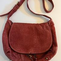 Borsa postina in vera pelle rosso scuro