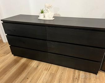 Set cassettiera doppia due comodini e scarpiera